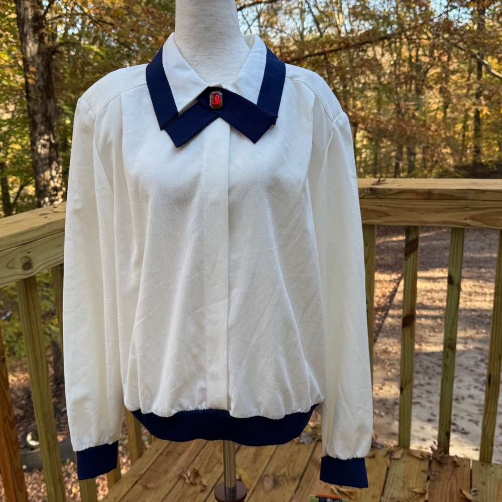 Vintage 80s Cricket Lane Highland Fling Cottagecore Sailor Secretary Blouse